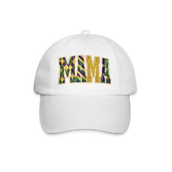 MAMA Mardi Gras Glitzerbuchstaben - Baseballkappe - Weiß/Weiß - Vorne