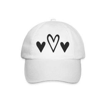 Three Hearts Design - Baseball Cap - white/white - Front