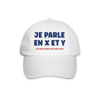 Je parle en x et y prof de maths - Casquette classique - blanc/blanc - Devant