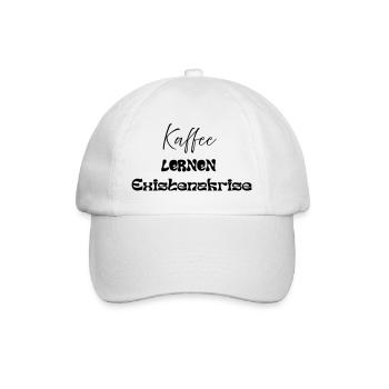 Coffee -> Learning -> Existential Crisis - Baseball Cap - white/white - Front