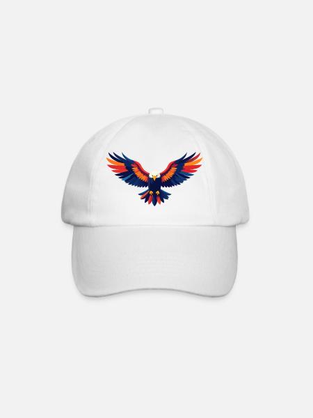 Bunter Adlerflug Adler ausgestreckte Flügel Motiv - Baseballkappe - Weiß/Weiß
