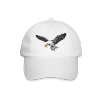 Funny seagull stealing fries on the beach - Baseball Cap - white/white - Front