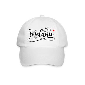 Melanie Last name First name with heart - Baseball Cap - white/white - Front