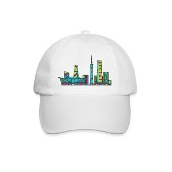 Chengdu City Skyline Sichuan Modern Line Art - Baseball Cap - white/white - Front