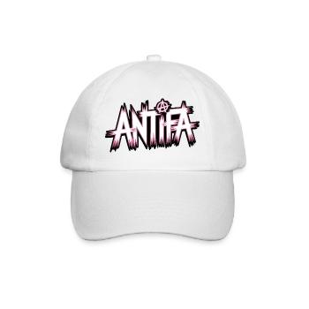 Antifa – Antifaschistisches Merch - Baseballkappe - Weiß/Weiß - Vorne