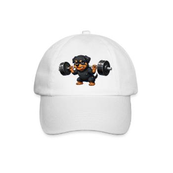 Rottweiler Gewichtheber Barbell Training Workout - Baseballkappe - Weiß/Weiß - Vorne