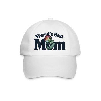 World's Best Mom Floral Emblem - Baseball Cap - white/white - Front