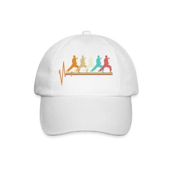 Karate Herzschlag Echo Retro Martial Arts Geschenk - Baseballkappe - Weiß/Weiß - Vorne