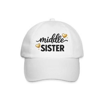 Middle Sister Shirt Mittlere Geschwisteroutfit - Baseballkappe - Weiß/Weiß - Vorne