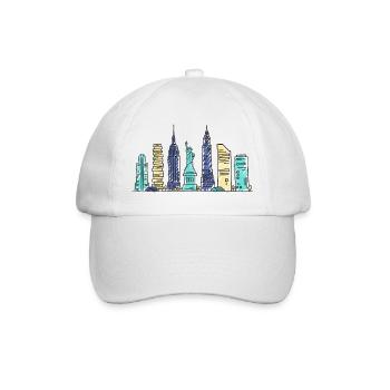 New York City Skyline Empir State Moderne Kunst - Baseballkappe - Weiß/Weiß - Vorne