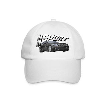 Schwarz glänzender Sportwagen cls  - Baseballkappe - Weiß/Weiß - Vorne