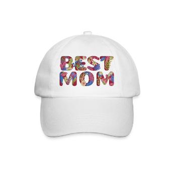 Best Mom Floral Lettering Design - Baseball Cap - white/white - Front