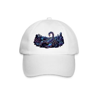 Neon Scorpion on Night Desert Planet Motif - Baseball Cap - white/white - Front