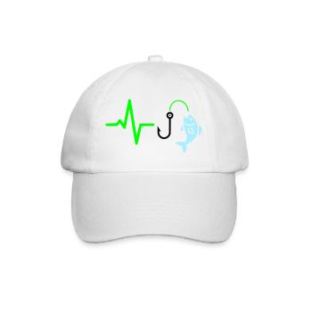 Pulse Line Fishing Fish Icon - Baseball Cap - white/white - Front