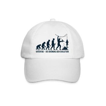 Vatertag Krönung der Evolution Angler Papa 2026 - Baseballkappe - Weiß/Weiß - Vorne