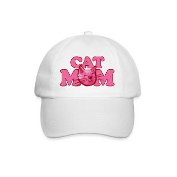 Cat Mom Bold Pink Graphic - Baseball Cap - white/white - Front