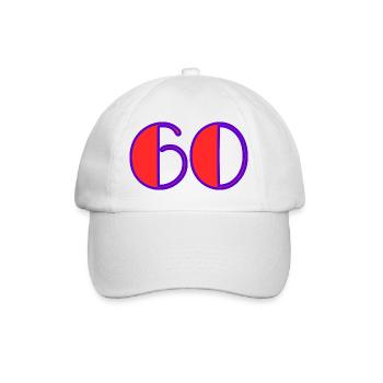 60. 60 JAHRE. 60-JÄHRIGES JUBILÄUM. 60. GEBURTSTAG. - Baseballkappe - Weiß/Weiß - Vorne