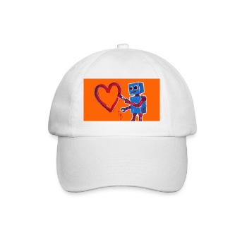 Robot heart on neon orange background - Baseball Cap - white/white - Front