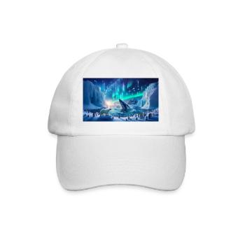 Polar Auroras and Whale - Baseball Cap - white/white - Front