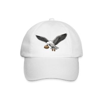 Funny Seagull Steals Fish Rolls Beach - Baseball Cap - white/white - Front