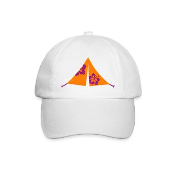 Tent Hawaii Camper Outdoor Hibiscus Blossom Van Life - Baseball Cap - white/white - Front