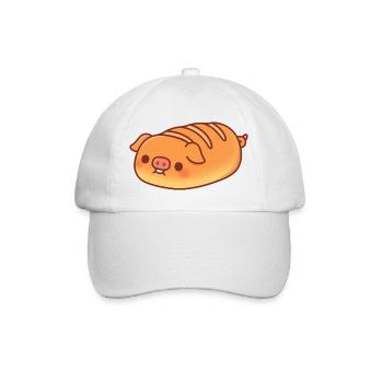 Cute Pig Baguette Bread Loaf - Baseball Cap - white/white - Front