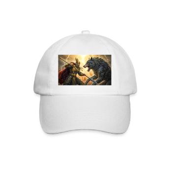 Odin stellt sich Fenrir in der letzten Schlacht ragnarök nordische s - Baseballkappe - Weiß/Weiß - Vorne