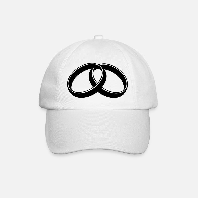 Bagues de mariage – Minimaliste noir et blanc - Casquette classique - blanc/blanc