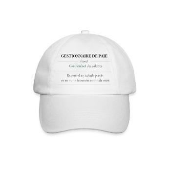T-shirt Gestionnaire de Paie – Définition | Cadeau - Casquette classique - blanc/blanc - Devant