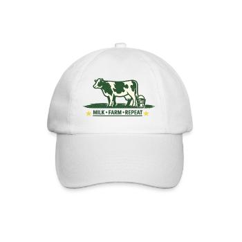 For farmers. Cow with Milk Farm Repeat - Baseball Cap - white/white - Front