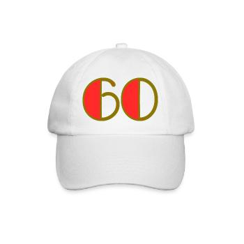60. 60 JAHRE. 60-JÄHRIGES JUBILÄUM. 60. GEBURTSTAG. - Baseballkappe - Weiß/Weiß - Vorne