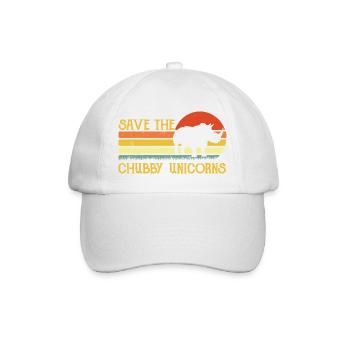 Rette die Chubby Unicorns Retro Sunset - Baseballkappe - Weiß/Weiß - Vorne