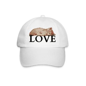 Sleeping Cat LOVE – Cozy Katzenliebe - Baseball Cap - white/white - Front