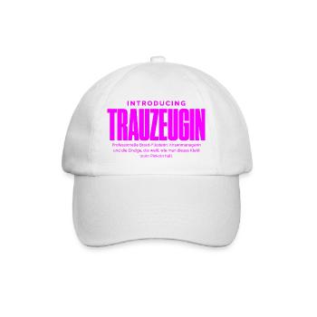 Trauzeugin Lustig – Krisenmanagerin & Braut-Flüste - Baseballkappe - Weiß/Weiß - Vorne