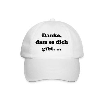 Danke dass es dich gibt Typografie - Baseballkappe - Weiß/Weiß - Vorne