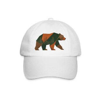 Geometrischer Waldbär - Baseballkappe - Weiß/Weiß - Vorne