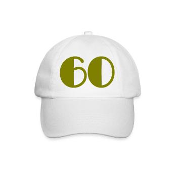 60. 60 JAHRE. 60-JÄHRIGES JUBILÄUM. 60. GEBURTSTAG. - Baseballkappe - Weiß/Weiß - Vorne