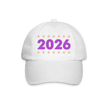 Jahr 2026 in Lila mit Sternen - Baseballkappe - Weiß/Weiß - Vorne