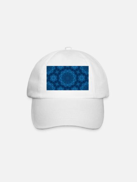 Blue Ocean Mandala Pattern – Abstract Water Kaleid - Baseball Cap - white/white