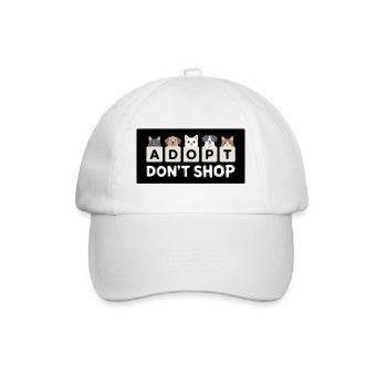 Adopt Don’t Shop – Tiere auf Würfeln, Tierheim - Baseballkappe - Weiß/Weiß - Vorne