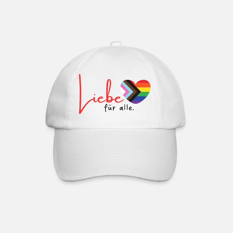 Liebe Pride Herz mit Regenbogenstreifen LGBTQ+ - Baseballkappe - Weiß/Weiß