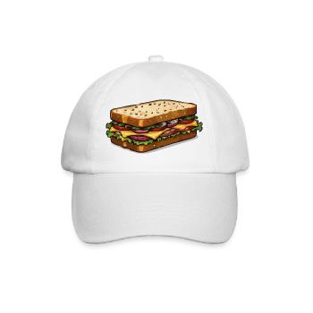 Cartoon Cheese Sandwich Illustration - Baseball Cap - white/white - Front