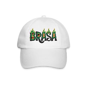 Brasil T-Shirt with Flames – Samba Football Motif - Baseball Cap - white/white - Front