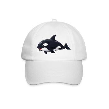 Orca Cartoon Wal Design - Baseballkappe - Weiß/Weiß - Vorne