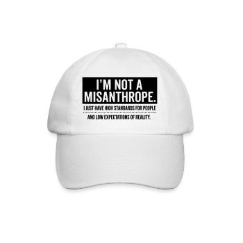 Pas de misanthrope, juste des standards élevés (noir) - Casquette classique - blanc/blanc - Devant