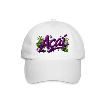 Açai Beeren Schriftzug Design   - Baseballkappe - Weiß/Weiß - Vorne