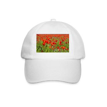 Roter Mohn Florale Pracht - Baseballkappe - Weiß/Weiß - Vorne