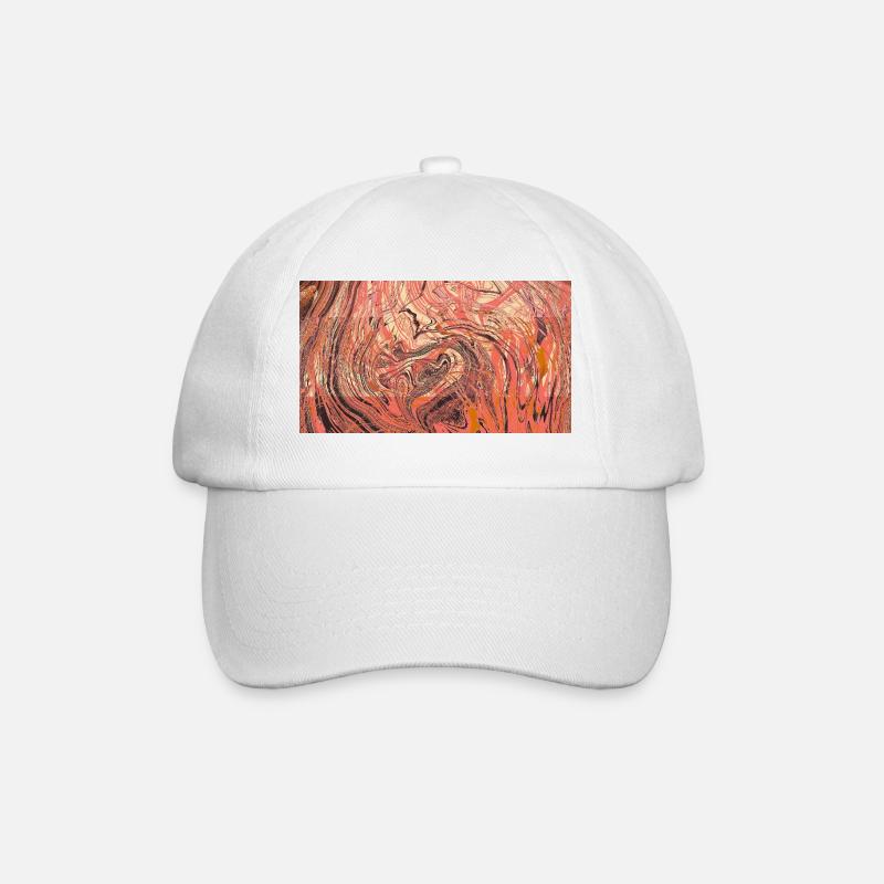 Rose-red swirling art - Baseball Cap - white/white