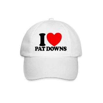 Ich liebe Pat Downs Rotes Herz Lustiger Flughafen - Baseballkappe - Weiß/Weiß - Vorne