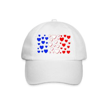 Drapeau français en forme de cœur Cœur français - Casquette classique - blanc/blanc - Devant